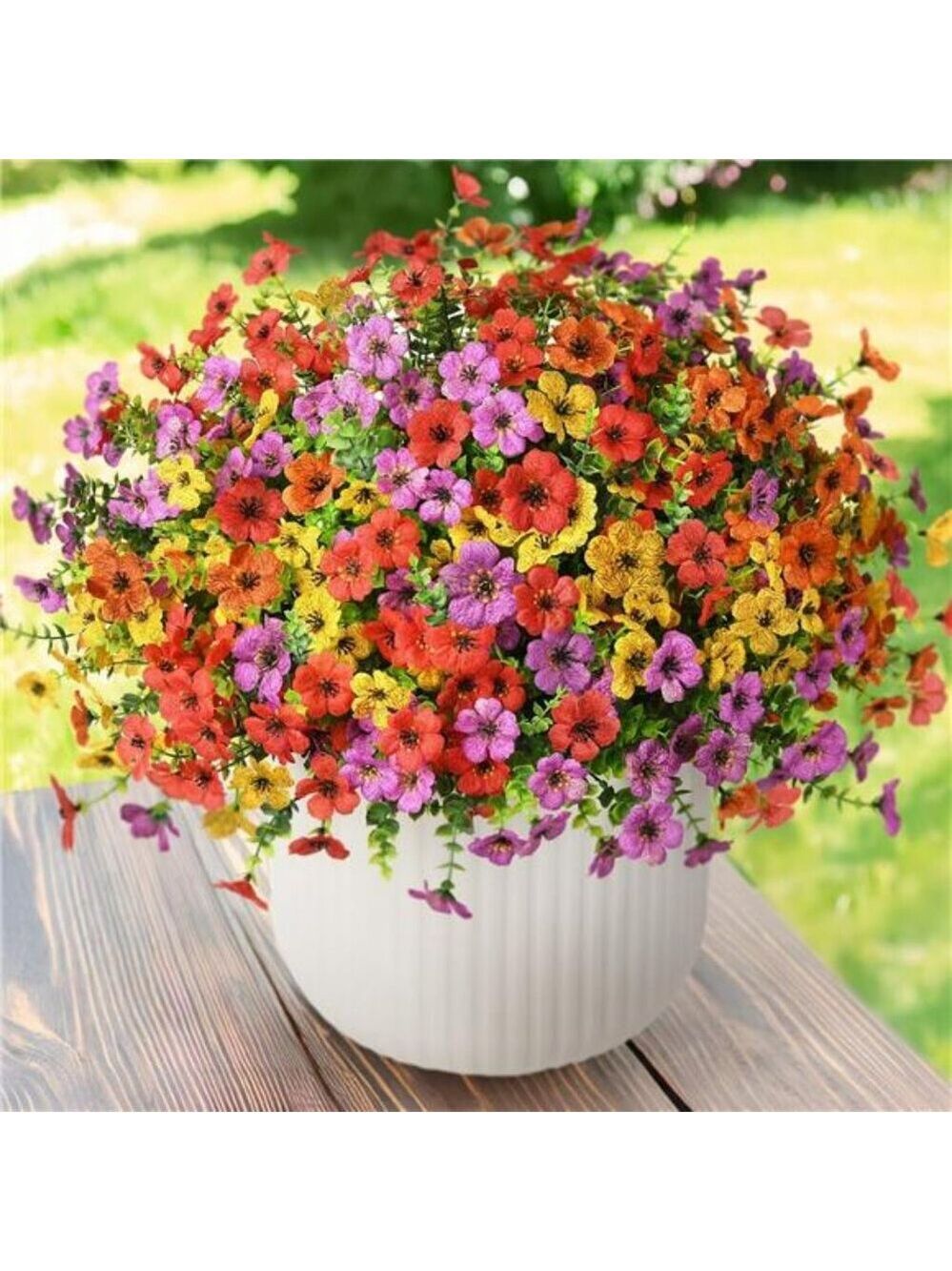 Set of 12 Outdoor Artificial Flowers UV Resistant Fake Plants for Porch Decor